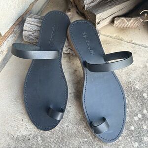 Madewell Board Walk black Leather Strap slip on slide bare Sandals NWOBSz-7.5.H